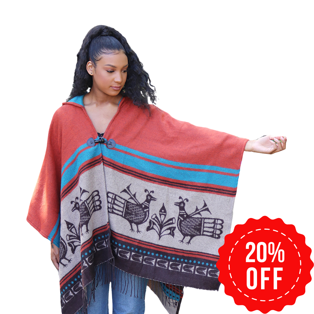 Multi-color Hooded Fashion Wrap  - Ancestral Spirits by Robert Tenorio