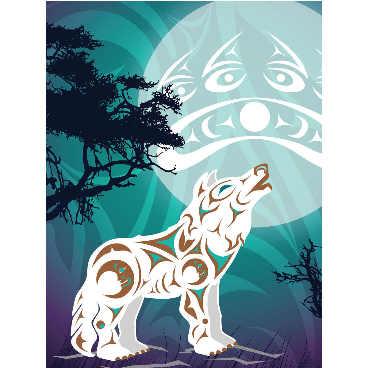 Folding Card - Howling Wolf by Darrell Thorne