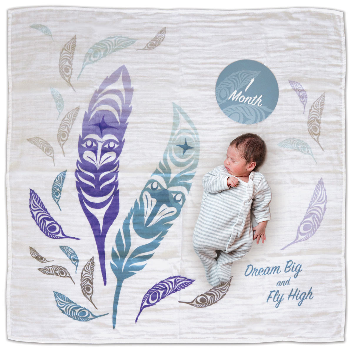 Baby Blanket and Milestone Sets- Feathers by Simone Diamond