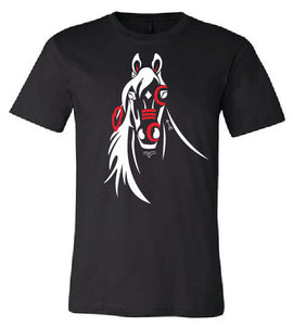 Black Cotton T-Shirt - “TwoChiefs” Horse Design by Nikki LaRock